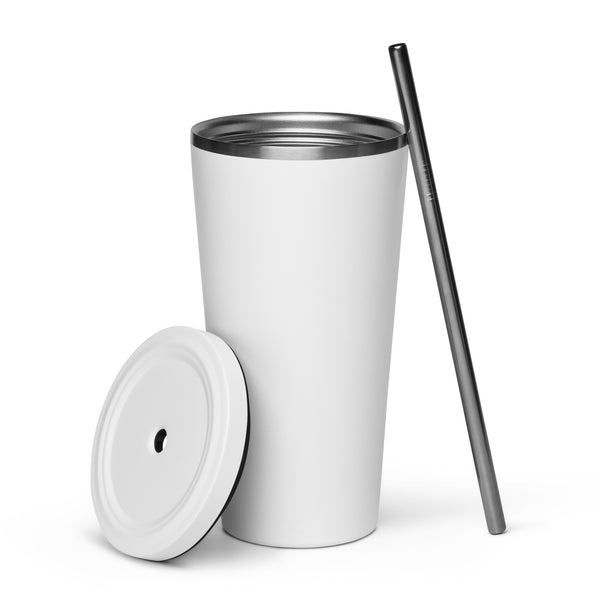 Cocktails and Country Club tumbler with a straw
